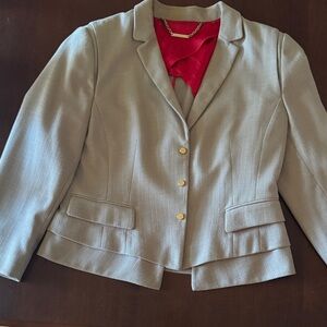Elie Tahari Classic Women's Cream/Tan Blazer with Gold Snap Buttons